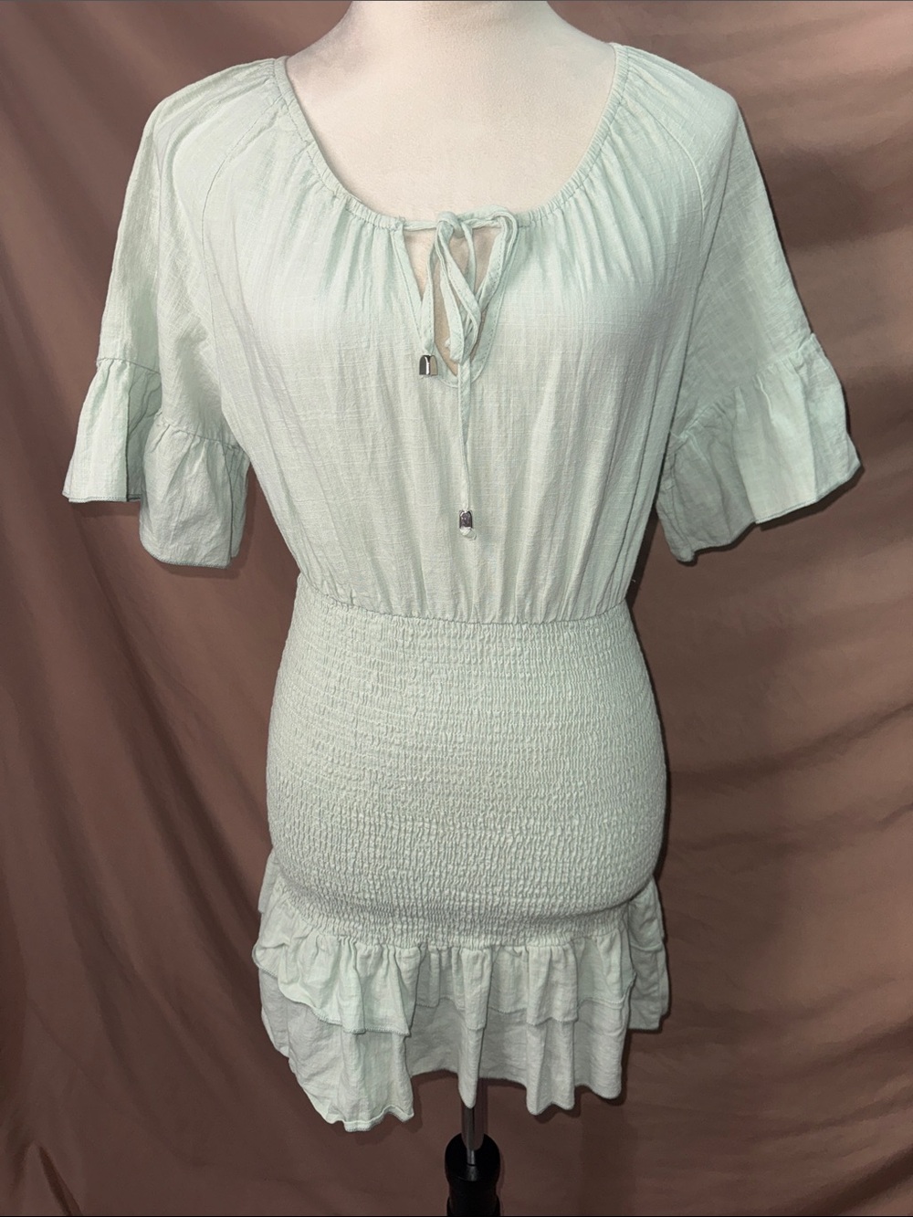 NWOT Simplee Apparel Mint Green Women's Casual Scoop Neck Mini Dress- Small
